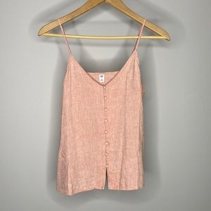 BP Button Front Linen Tank